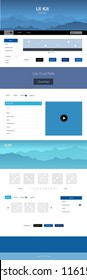 Light BLUE vector style guide with mountains. Colorful Style guide with mountains on abstract background. Template for website of outdoor activities.
