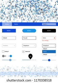 Light BLUE vector style guide with circles. Decorative ui kit design in abstract style with colorful dots. Modern template for your landing page.