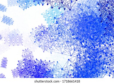 Plantilla vectorial AZUL claro con estructura de inteligencia artificial. Ilustración brillante con formas AI en una plantilla abstracta. Patrón de ciencia, diseños futuristas.