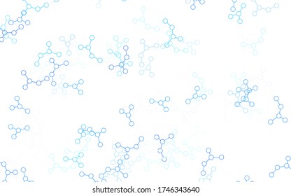 Light BLUE vector template with artificial intelligence structure. Colored AI structure with gradient lines and dots. Pattern for  poster, banner of technology.