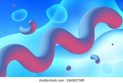 Light BLUE vector template with bent lines. A sample with blurred bubble shapes. Textured wave pattern for backgrounds.