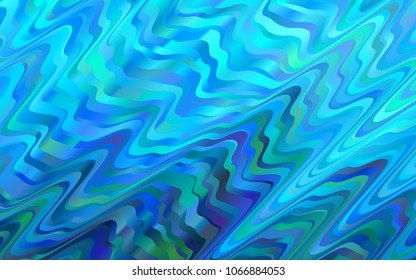 Light BLUE vector template with bent ribbons. Blurred geometric sample with gradient bubbles.  Textured wave pattern for backgrounds.