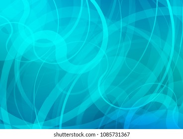 Light BLUE vector template with bent ribbons. Shining illustration, which consist of blurred lines, circles. Marble design for your web site.