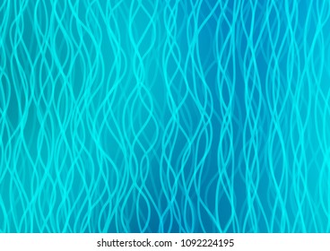 Light BLUE vector template with bent lines. Shining illustration, which consist of blurred lines, circles. A new texture for your  ad, booklets, leaflets.