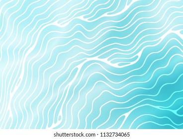 Light BLUE vector template with bent lines. Colorful abstract illustration with gradient lines. Marble design for your web site.