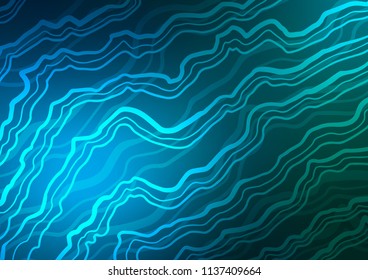 Light BLUE vector template with bent ribbons. Shining illustration, which consist of blurred lines, circles. The elegant pattern for brand book.