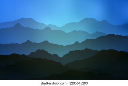 Light BLUE vector template with bent lines. Creative illustration in halftone mountain style with gradient. Textured wave pattern for backgrounds.