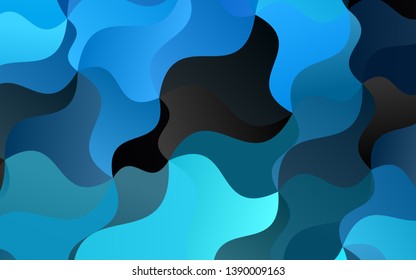 Light BLUE vector template with bent lines. Blurred geometric sample with gradient bubbles.  Brand new design for your ads, poster, banner.
