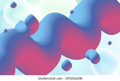 Light BLUE vector template with bent ribbons. Creative illustration in halftone memphis style with gradient. Brand-new design for your ads, poster, banner.