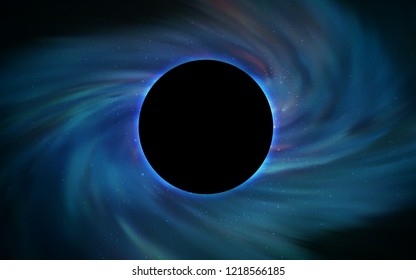 Light BLUE vector template with a black hole, space. Illustration with colorful milky way stars and a black hole. Backdrop for super sales on Black Friday.