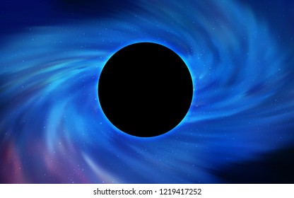 Light BLUE vector template with a black hole, space. Colorful black hole with shining night sky stars. Pattern for posters, banners of sales.