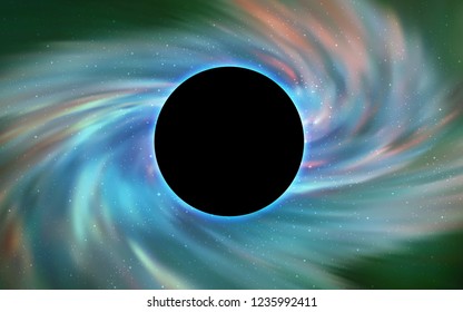 Light BLUE vector template with a black hole, space. Gradient colorful illustration with a black hole, stars. Template for Black Friday sales.