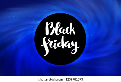 Light BLUE vector template with a black hole, space. Decorative design in space style with a black hole. Pattern for posters, banners of sales.