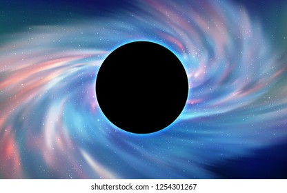 Light BLUE vector template with a black hole, space. Colorful illustration of a black hole on a starry backdrop. Backdrop for ads, leaflets of Black Friday.
