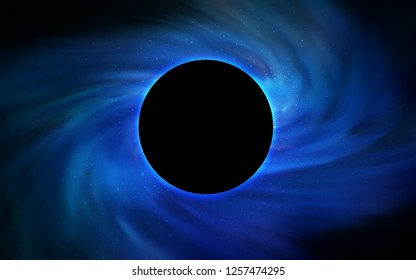 Light BLUE vector template with a black hole, space. Colorful black hole with shining night sky stars. Backdrop for Black Friday promotions.