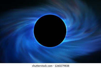 Light BLUE vector template with a black hole, space. Abstract illustration with glitter colorful cosmic stars. Backdrop for Black Friday promotions.