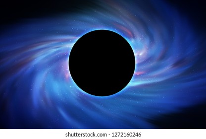 Light BLUE vector template with a black hole, space. Colorful black hole with shining night sky stars. Black Friday design for ads, commercials.