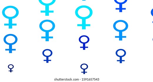 Light BLUE vector template with businesswoman signs. Simple design in abstract style with women’s rights activism. Base for your app design.