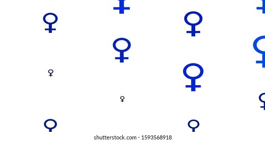 Light BLUE vector template with businesswoman signs. Abstract illustration with a depiction of women's power. Background for ui designers.