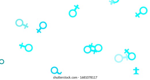 Light BLUE vector template with businesswoman signs. Illustration with signs of women's strength and power. Simple design for your web site.