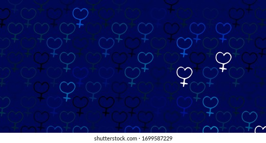 Light BLUE vector template with businesswoman signs. Illustration with signs of women's strength and power. Background for International Women’s Day.