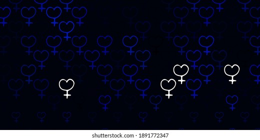 Light BLUE vector template with businesswoman signs. Illustration with signs of women's strength and power. Elegant design for wallpapers.