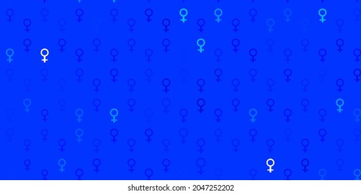 Light BLUE vector template with businesswoman signs. Abstract illustration with a depiction of women power. Simple design for your web site.