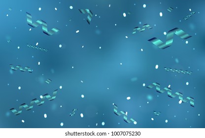 Light BLUE vector template with carnival confetti. Decorative shining illustration with ribbons on abstract template. New design for ad, poster, banner of your Party.
