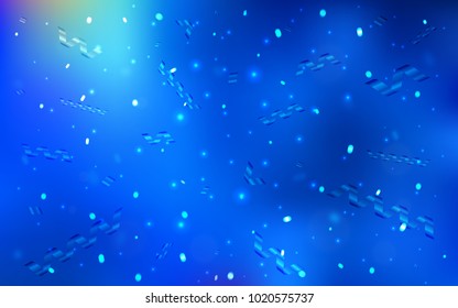 Light BLUE vector template with carnival confetti. Modern geometrical abstract illustration with carnival ribbons. The pattern can be used for birthday gifts, congratulations.