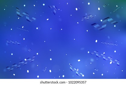 Light BLUE vector template with carnival confetti. Beautiful colored illustration with ribbon in celebration style. New design for ad, poster, banner of your Party.