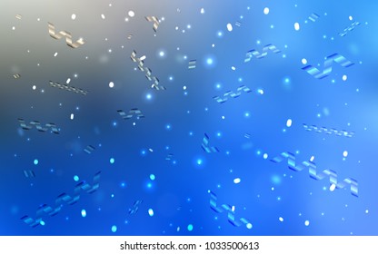 Light BLUE vector template with carnival confetti. Glitter abstract illustration with colorful confetti, ribbons. The pattern can be used for carnival, festival leaflets.