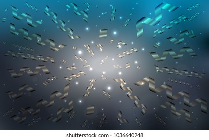 Light BLUE vector template with carnival confetti. Decorative shining illustration with ribbons on abstract template. The pattern can be used for birthday gifts, congratulations.