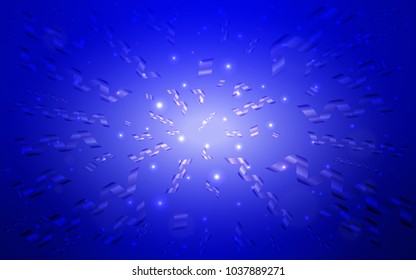 Light BLUE vector template with carnival confetti. Decorative shining illustration with ribbons on abstract template. New design for ad, poster, banner of your Party.