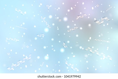 Light BLUE vector template with carnival confetti. Modern geometrical abstract illustration with carnival ribbons. The template can be used as a background for postcards.
