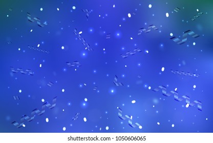 Light BLUE vector template with carnival confetti. Decorative shining illustration with ribbons on abstract template. Beautiful design for your business advert of anniversary.