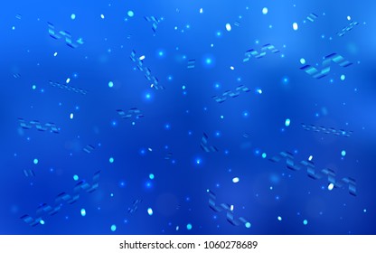Light BLUE vector template with carnival confetti. Confetti on blurred abstract background with colorful gradient. The pattern can be used for new year ad, booklets.