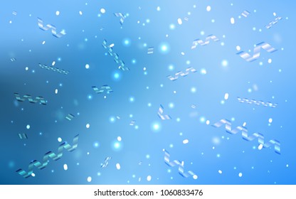 Light BLUE vector template with carnival confetti. Glitter abstract illustration with colorful confetti, ribbons. The pattern can be used for carnival, festival leaflets.