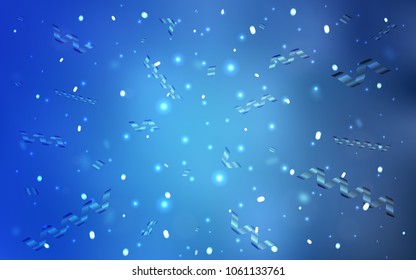 Light BLUE vector template with carnival confetti. Decorative shining illustration with ribbons on abstract template. The pattern can be used for carnival, festival leaflets.