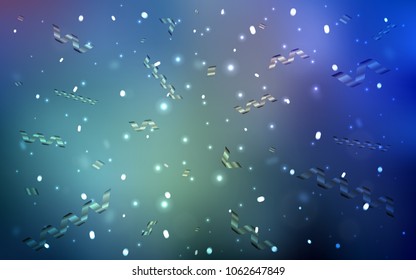 Light BLUE vector template with carnival confetti. Confetti on blurred abstract background with colorful gradient. New design for ad, poster, banner of your Party.