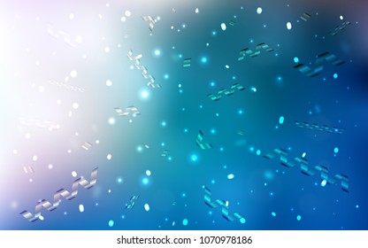 Light BLUE vector template with carnival confetti. Beautiful colored illustration with ribbon in celebration style. The pattern can be used for carnival, festival leaflets.