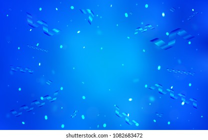 Light BLUE vector template with carnival confetti. Blurred decorative design in anniversary style with confetti. The pattern can be used for birthday gifts, congratulations.