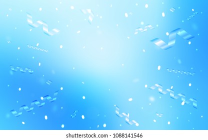 Light BLUE vector template with carnival confetti. Blurred decorative design in anniversary style with confetti. The pattern can be used for carnival, festival leaflets.