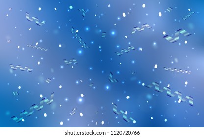 Light BLUE vector template with carnival confetti. Blurred decorative design in anniversary style with confetti. New design for ad, poster, banner of your Party.