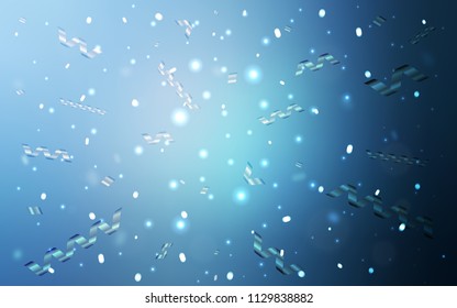 Light BLUE vector template with carnival confetti. Decorative shining illustration with ribbons on abstract template. The template can be used as a background for postcards.