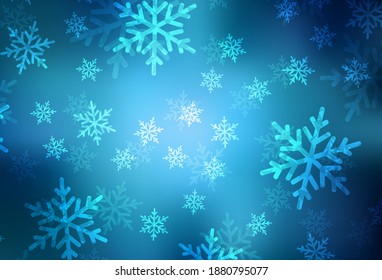 Light BLUE vector template in carnival style. Colorful illustration with Christmas simbols and signs. Template for lettering, typography.