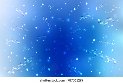 Light BLUE vector template with carnival confetti. Glitter abstract illustration with colorful confetti, ribbons. New design for ad, poster, banner of your Party.