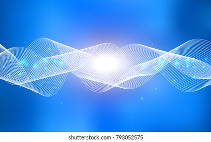 Light BLUE vector template with carnival confetti. Beautiful colored illustration with ribbon in celebration style. The template can be used as a background for postcards.