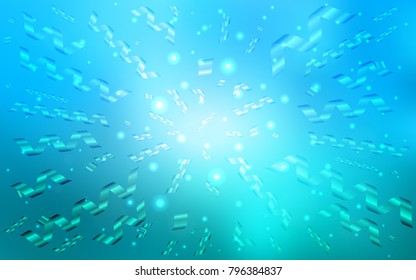 Light BLUE vector template with carnival confetti. Modern geometrical abstract illustration with carnival ribbons. The pattern can be used for carnival, festival leaflets.