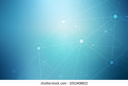 Light BLUE vector template with circles, triangles. Design with connection of dots and lines on colorful background. Completely new template for your brand book.