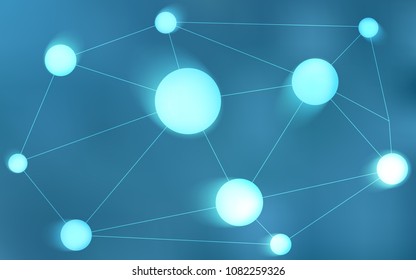 Light BLUE vector template with circles, triangles. Design with connection of dots and lines on colorful background. Pattern can be used as texture of wallpapers.